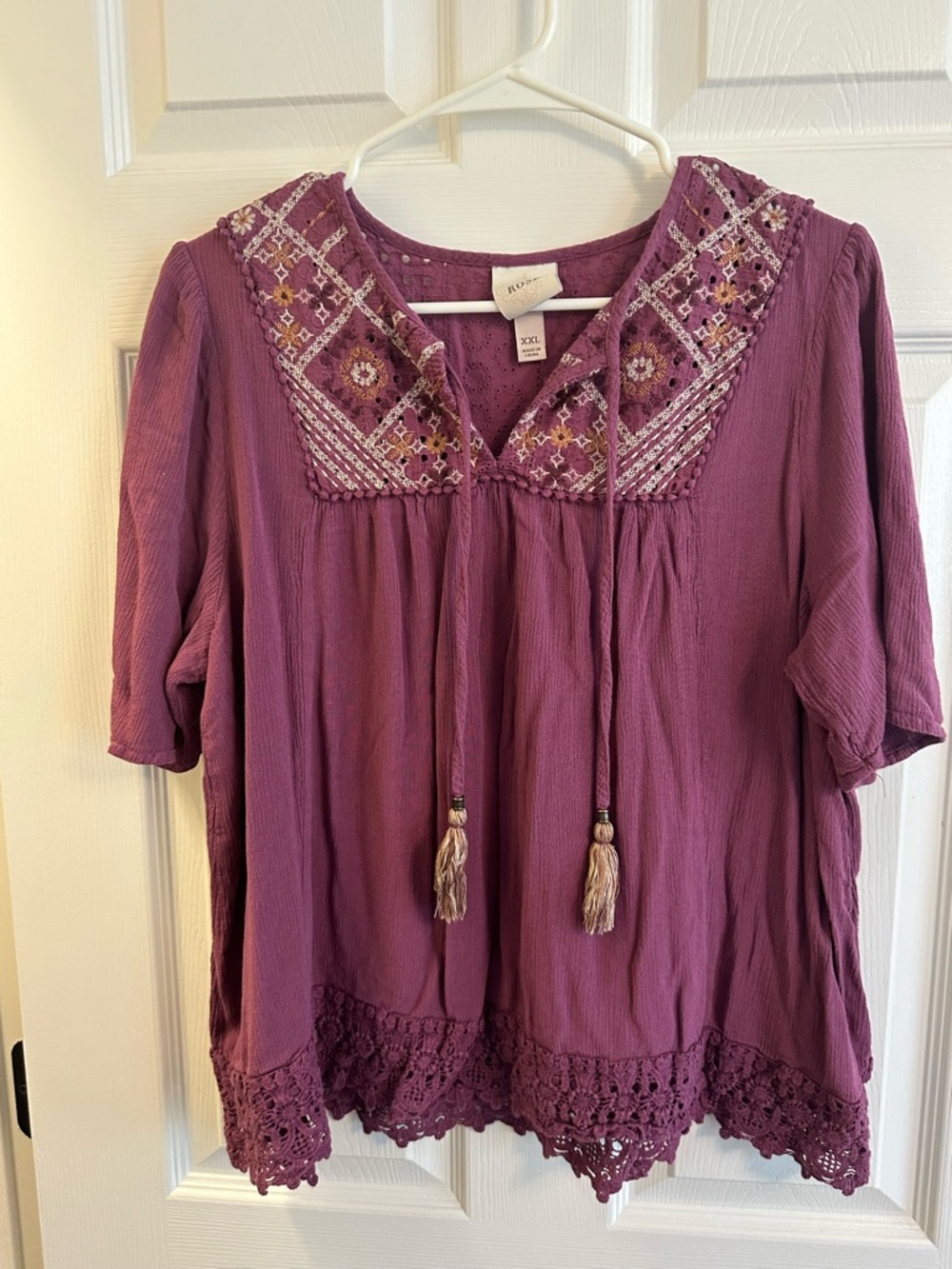 Knox Rose Mauve Purple Embroidered Boho Tunic